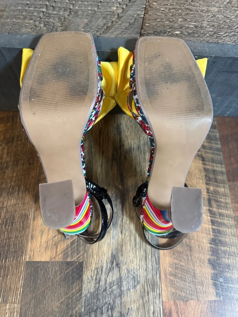 Betsey Johnson Loise Jeweled Bow Rainbow Heel Sandals Size 11